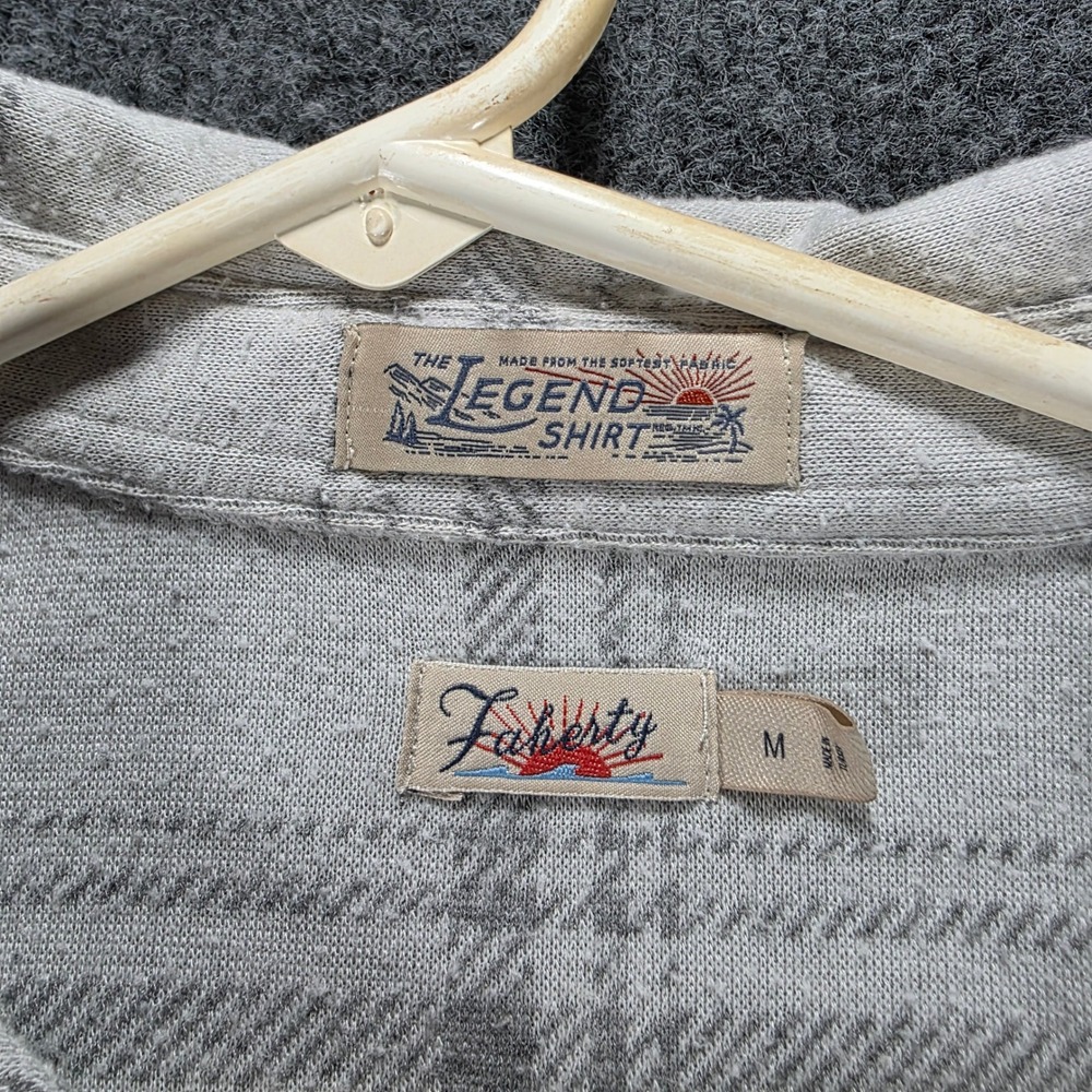 Faherty Legend Shirt Plaid Flannel Button Down Grey Knit Stretch Medium Womens - Picture 3 of 7
